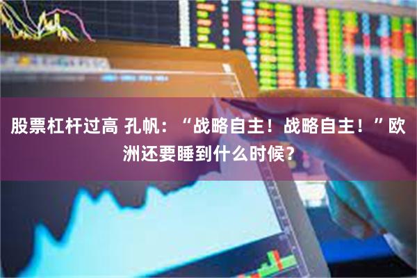 股票杠杆过高 孔帆：“战略自主！战略自主！”欧洲还要睡到什么时候？